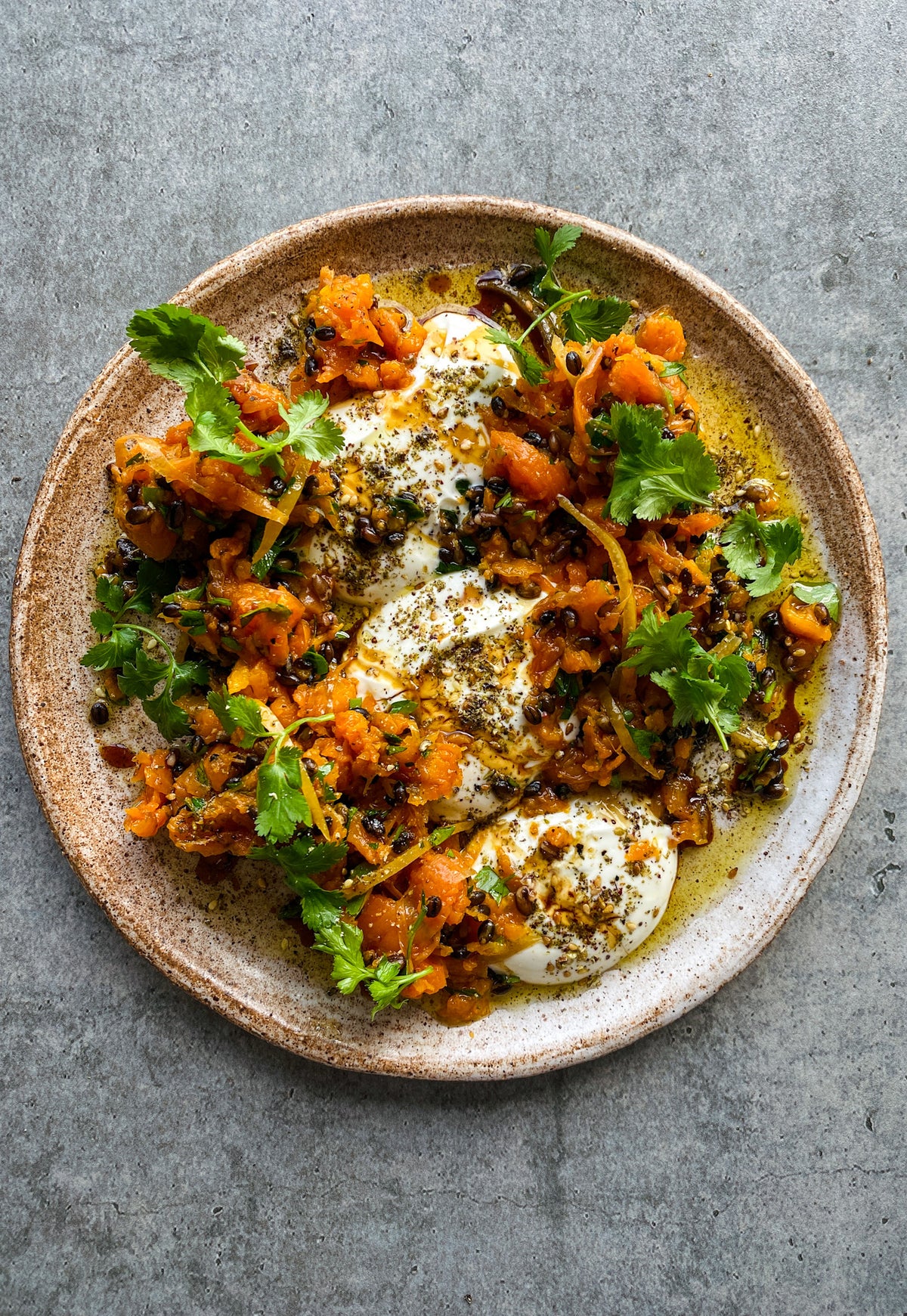 Harissa Crushed Carrots with Black Barley, Preserved Lemon & Yoghurt– kinfolkandco